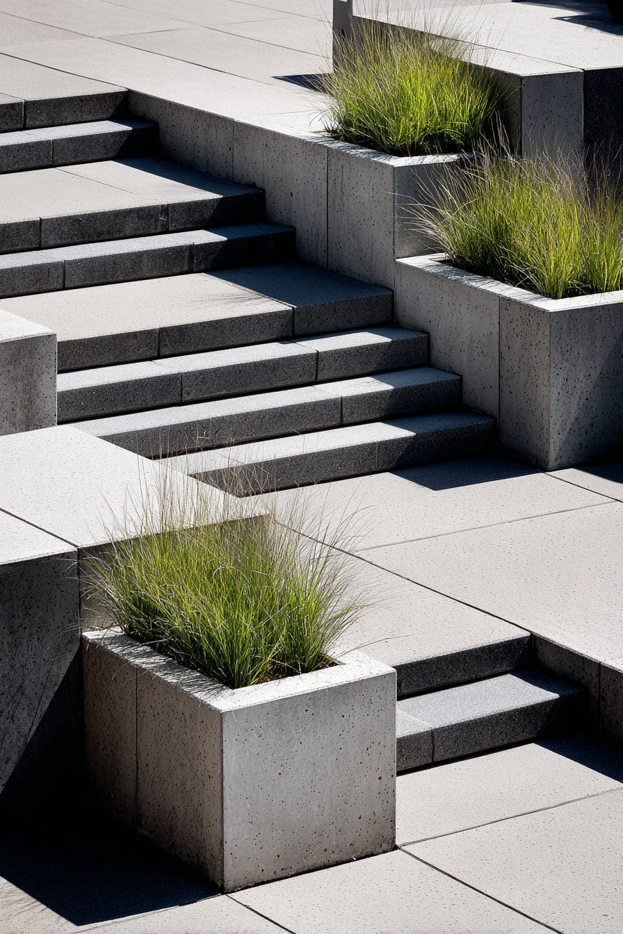 Contemporary Concrete with Integrated Planters