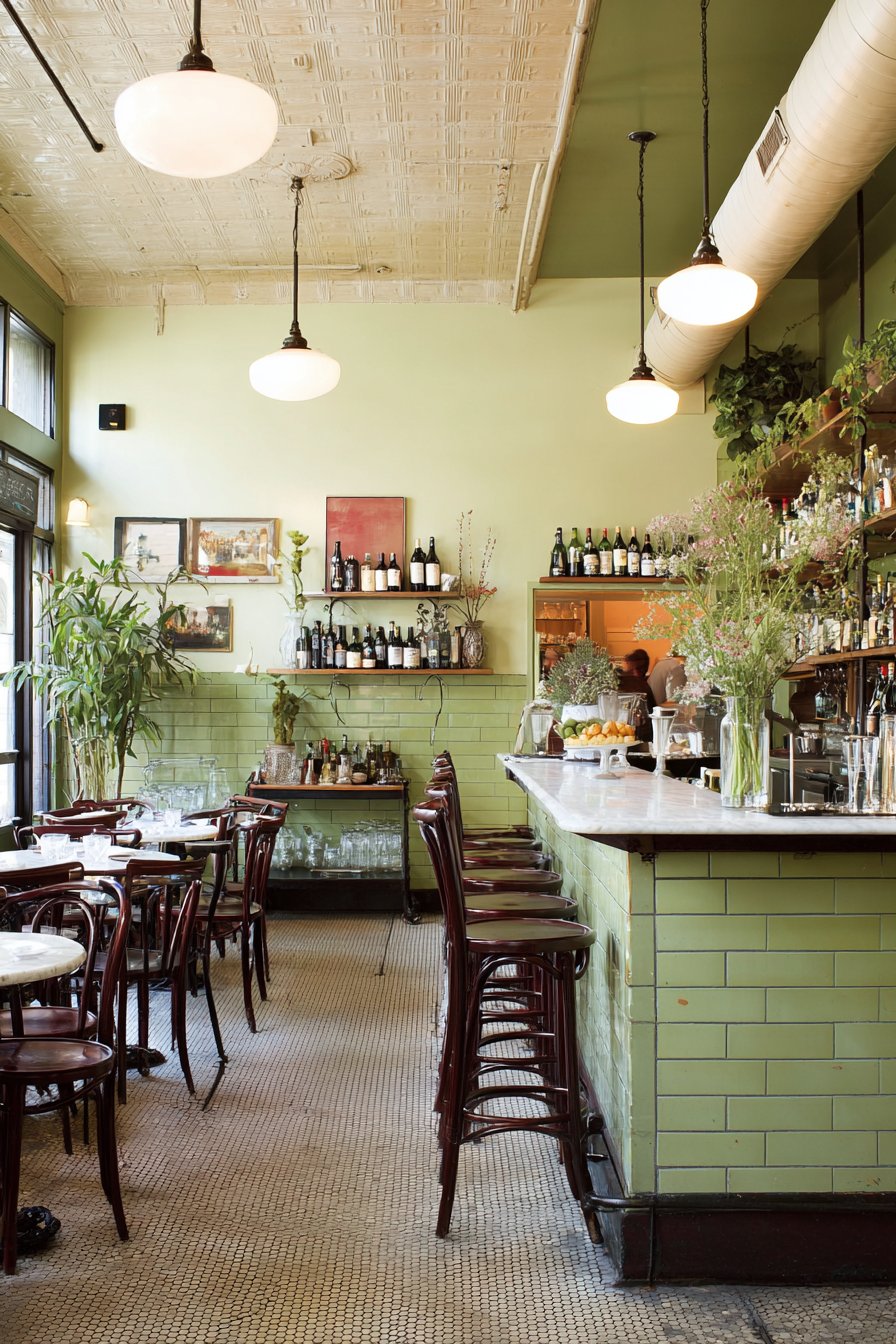 Casual Bistro-Style Marble and Cast Iron