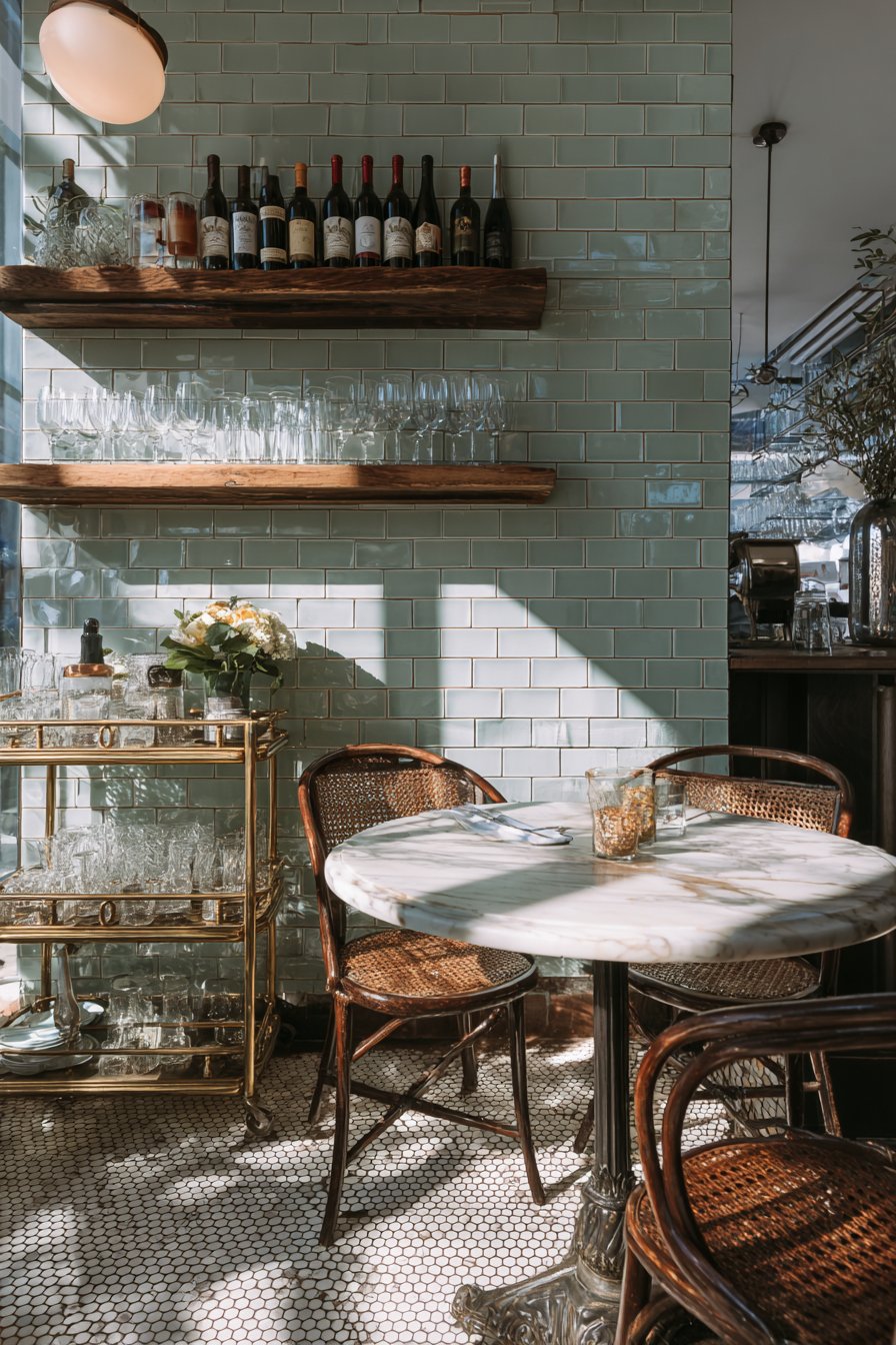 Casual Bistro-Style Marble and Cast Iron