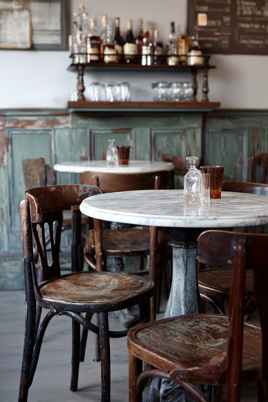 Casual Bistro-Style Marble and Cast Iron