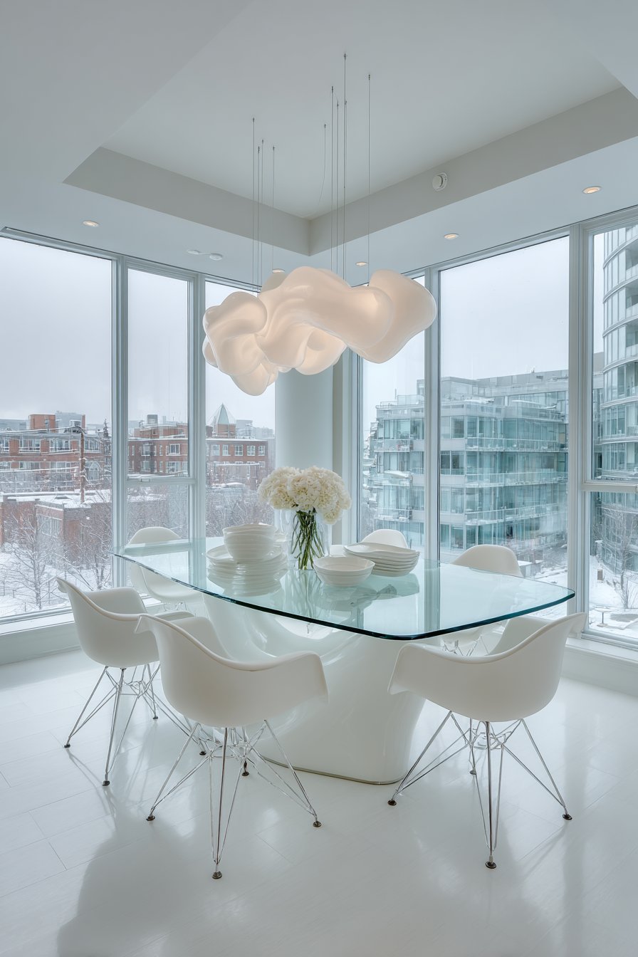 Contemporary Glass and White Pedestal