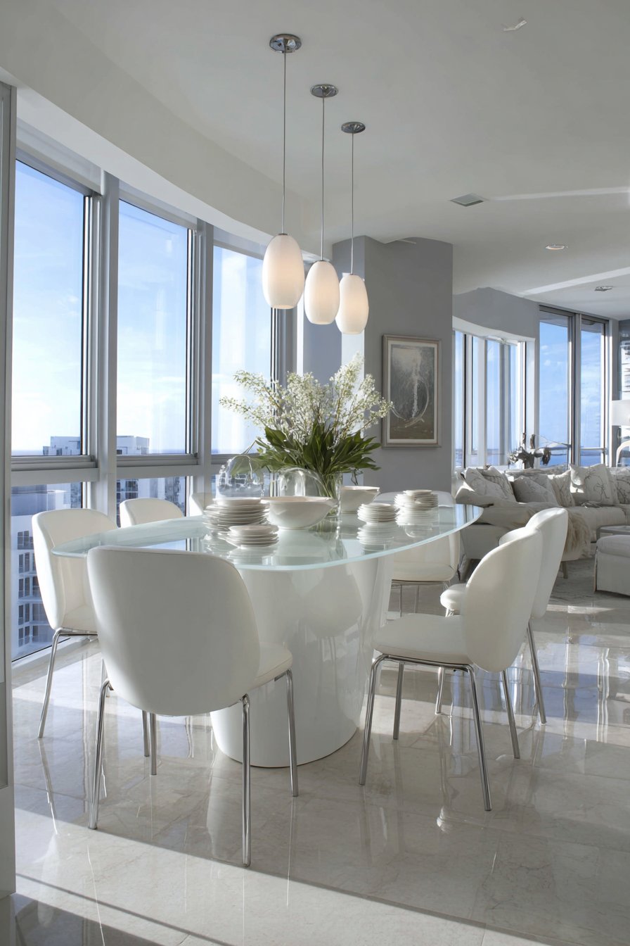 Contemporary Glass and White Pedestal