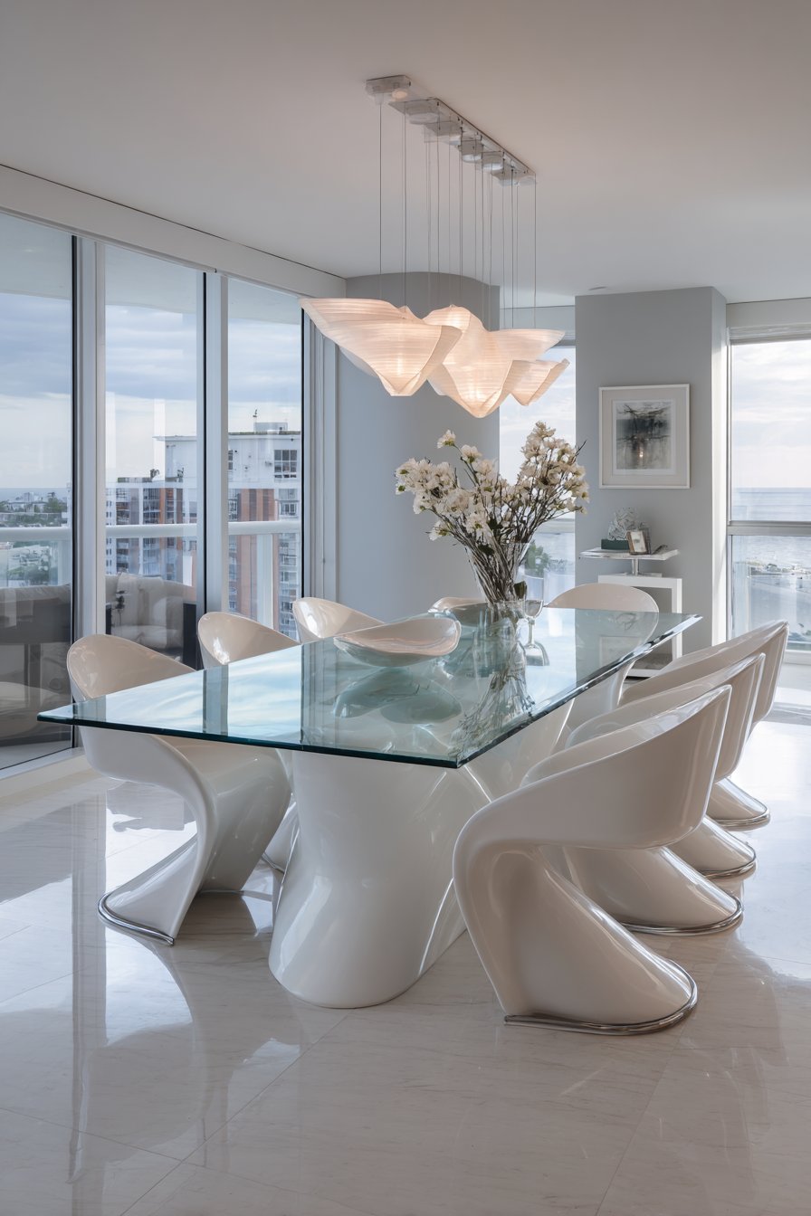 Contemporary Glass and White Pedestal