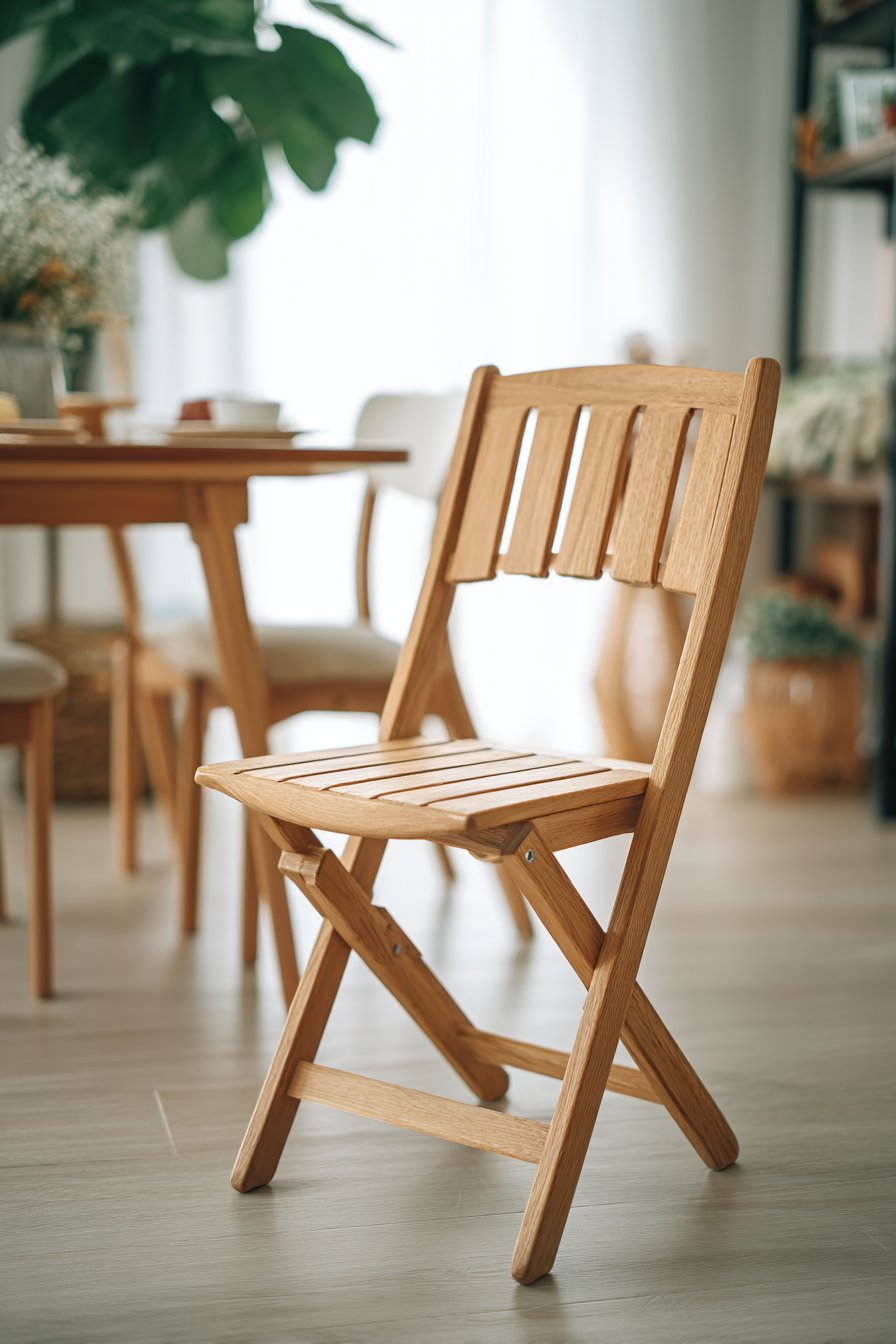 Space-Saving Folding Beech Wood Design