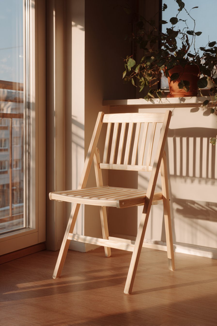 Space-Saving Folding Beech Wood Design