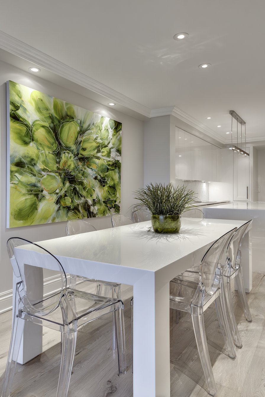 Ultra-Modern High-Gloss White Waterfall