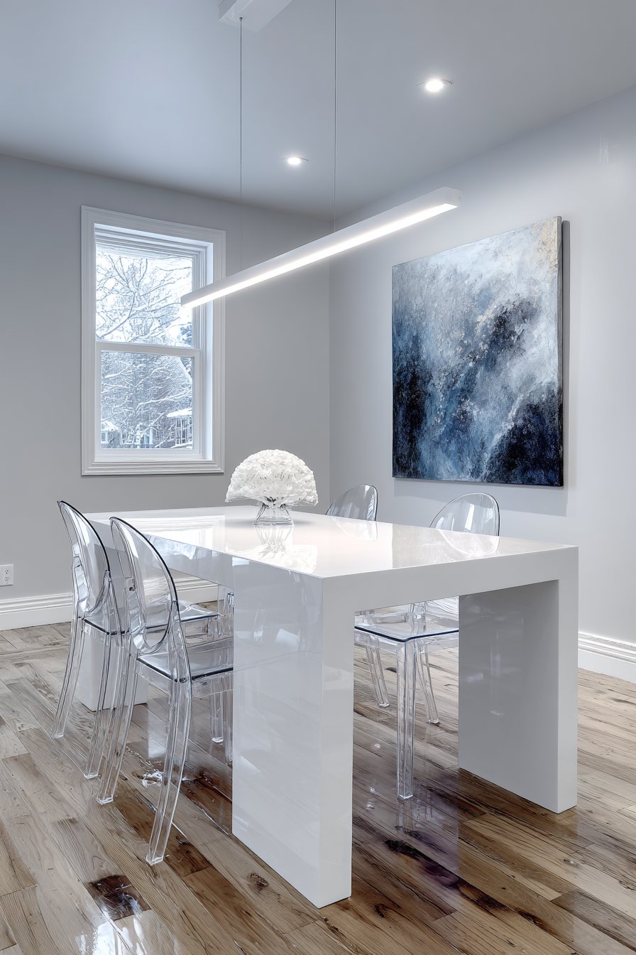 Ultra-Modern High-Gloss White Waterfall