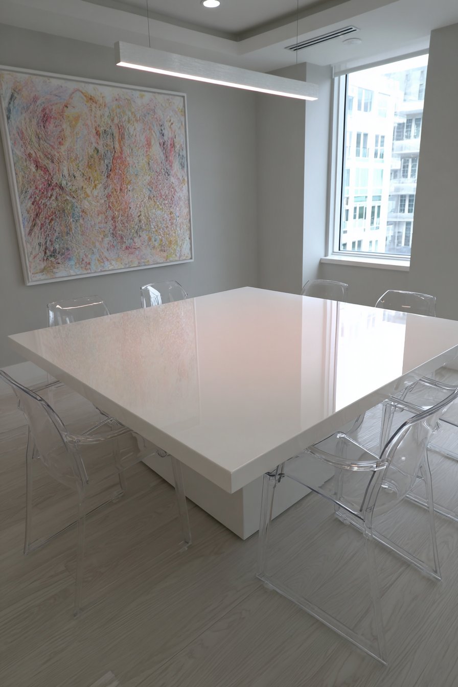 Ultra-Modern High-Gloss White Waterfall