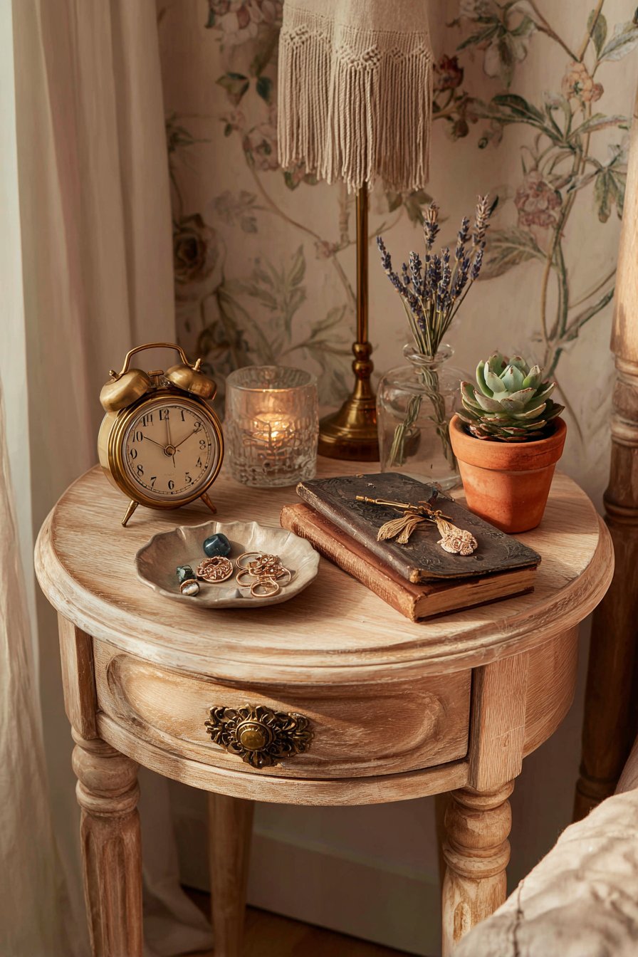 Curated Bedside Table Arrangement