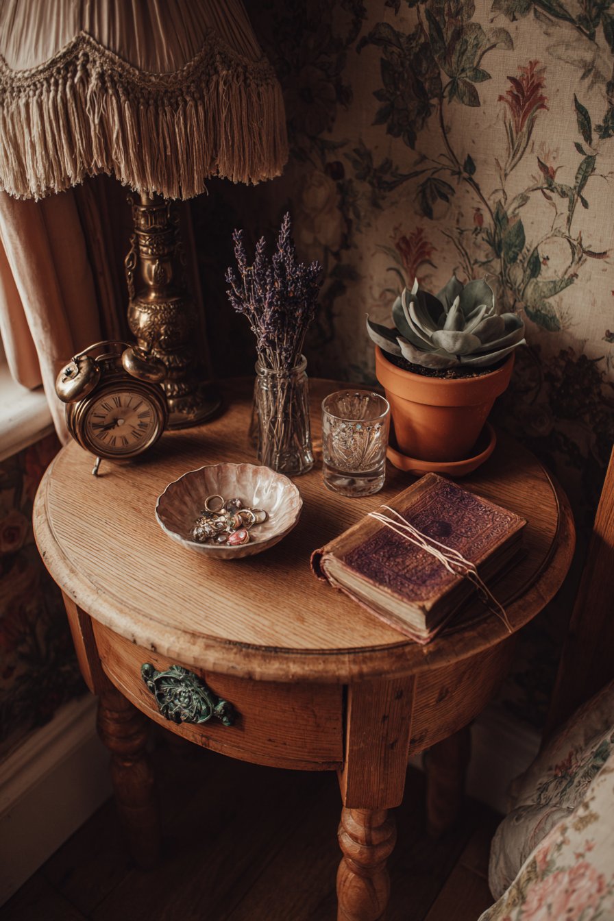 Curated Bedside Table Arrangement