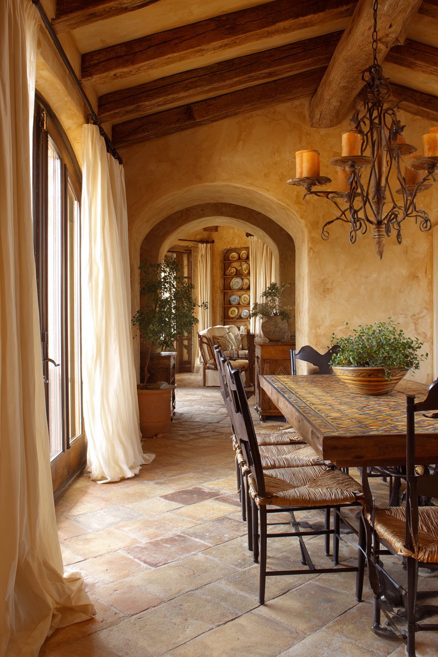 Mediterranean Hand-Painted Tile and Wrought Iron