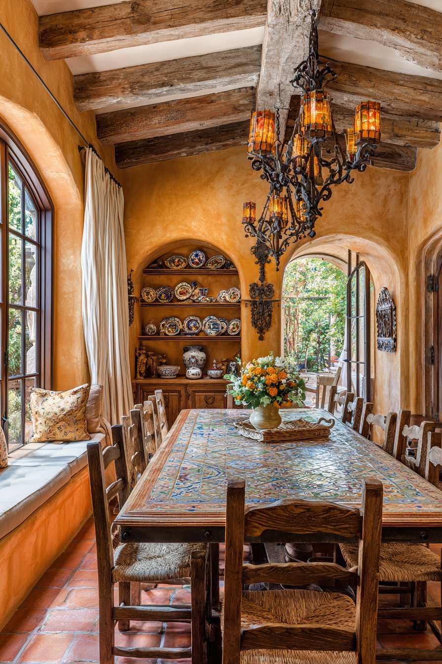 Mediterranean Hand-Painted Tile and Wrought Iron