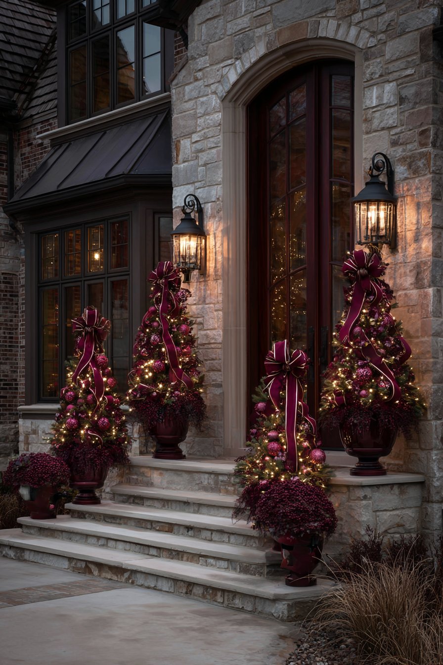 Grand Entrance with Tall Potted Trees