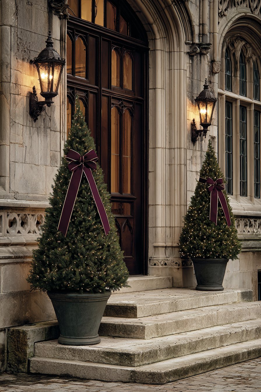 Grand Entrance with Tall Potted Trees