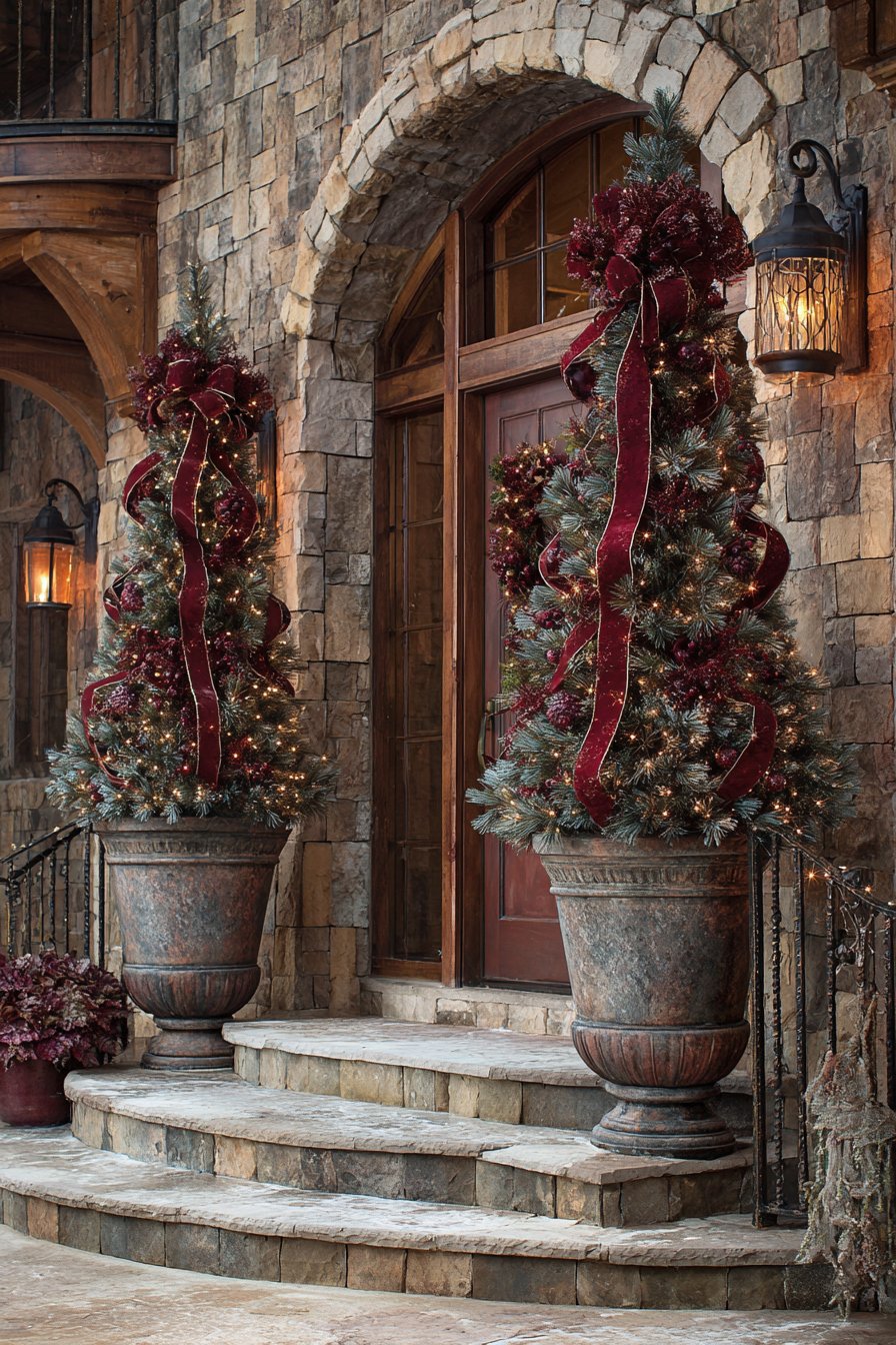 Grand Entrance with Tall Potted Trees