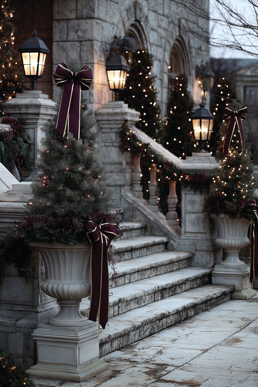 Grand Entrance with Tall Potted Trees