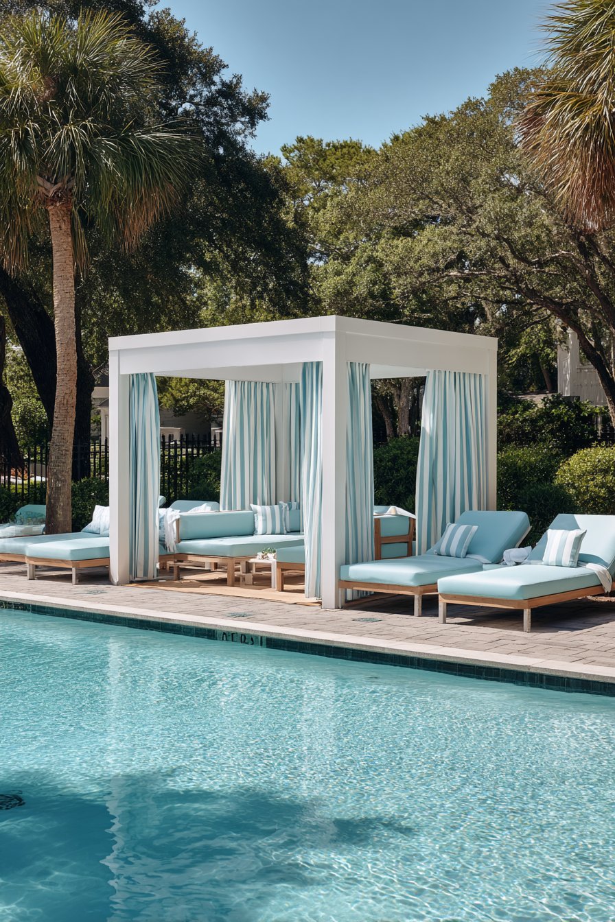 Poolside Cabana Pergola with Marine-Grade Materials