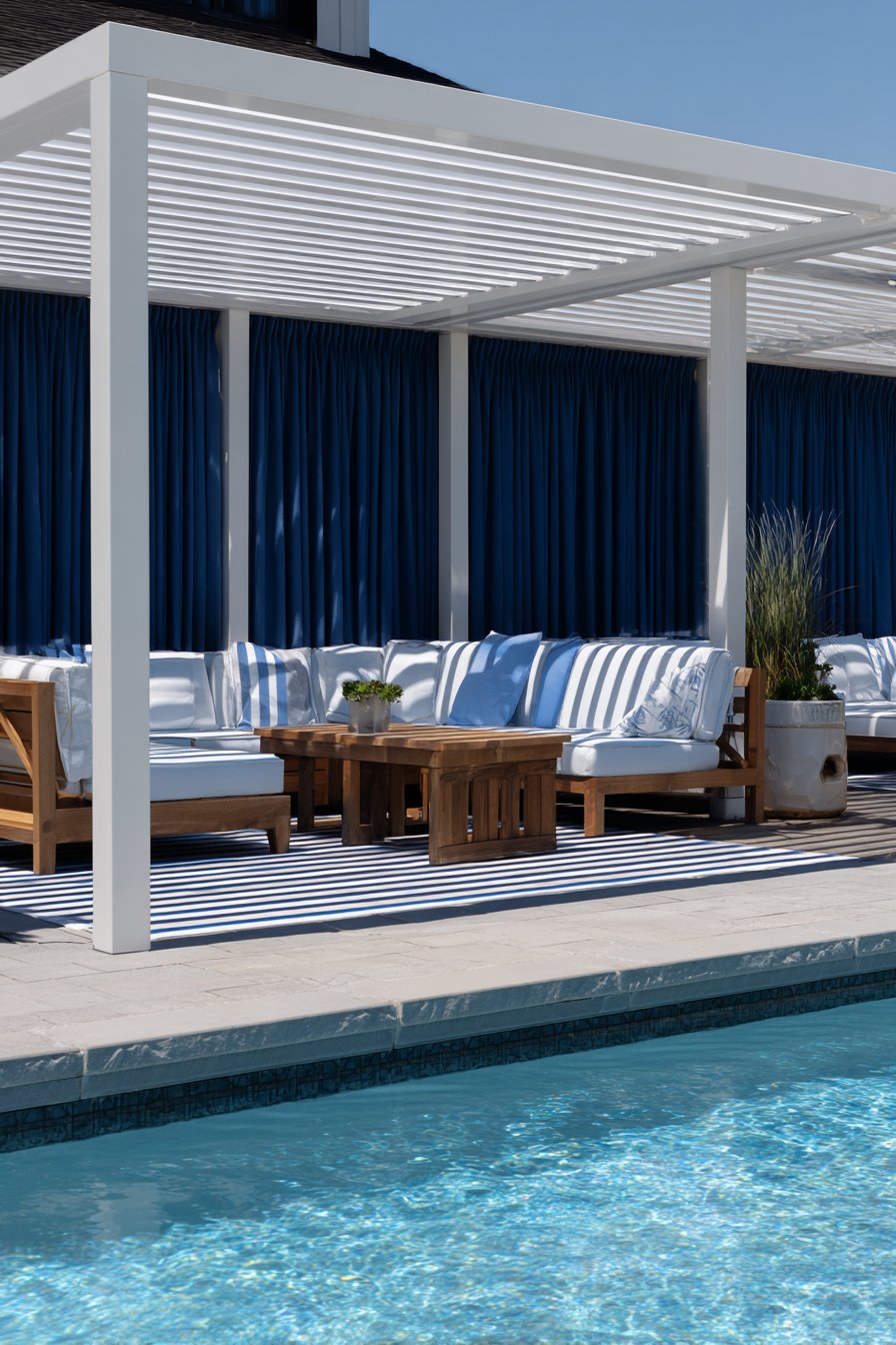 Poolside Cabana Pergola with Marine-Grade Materials