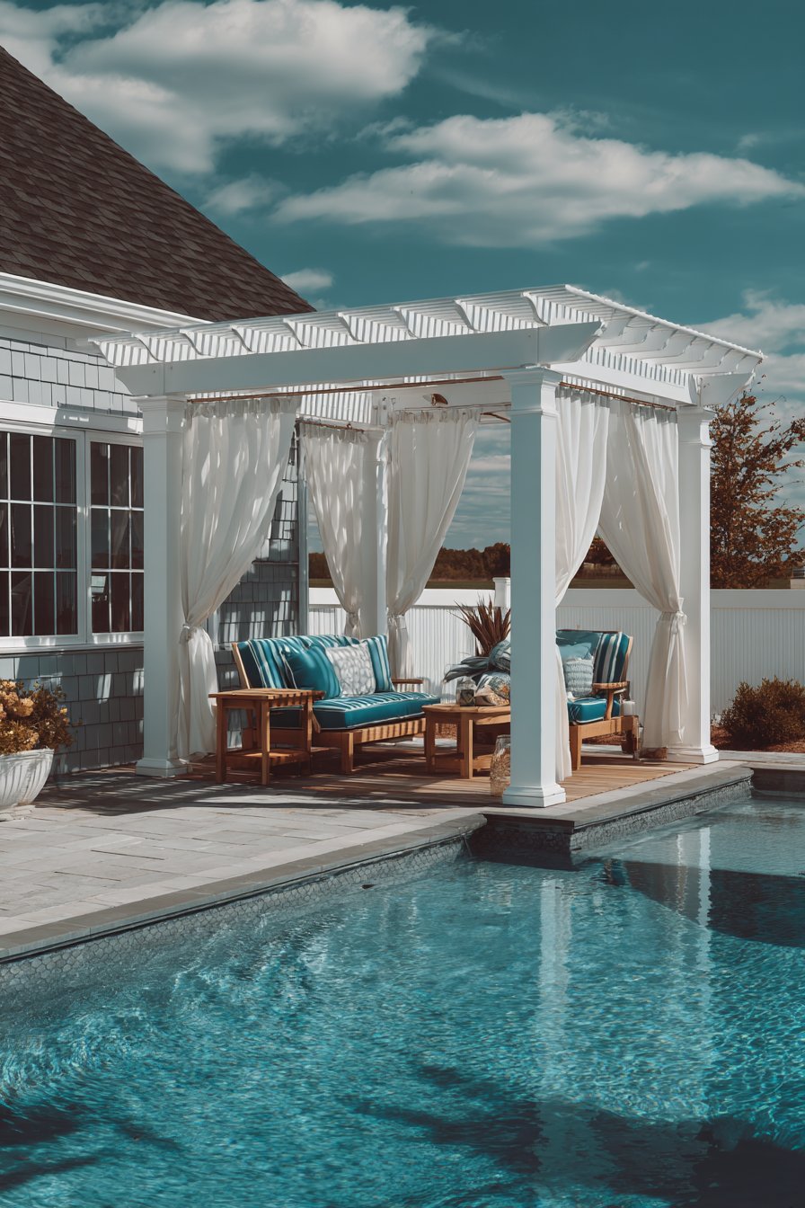 Poolside Cabana Pergola with Marine-Grade Materials