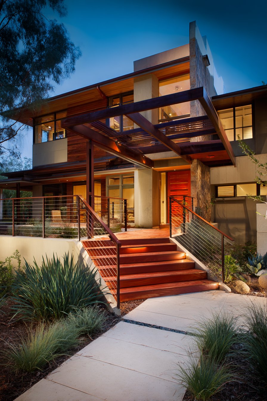 Board-Formed Concrete with Floating Ipe