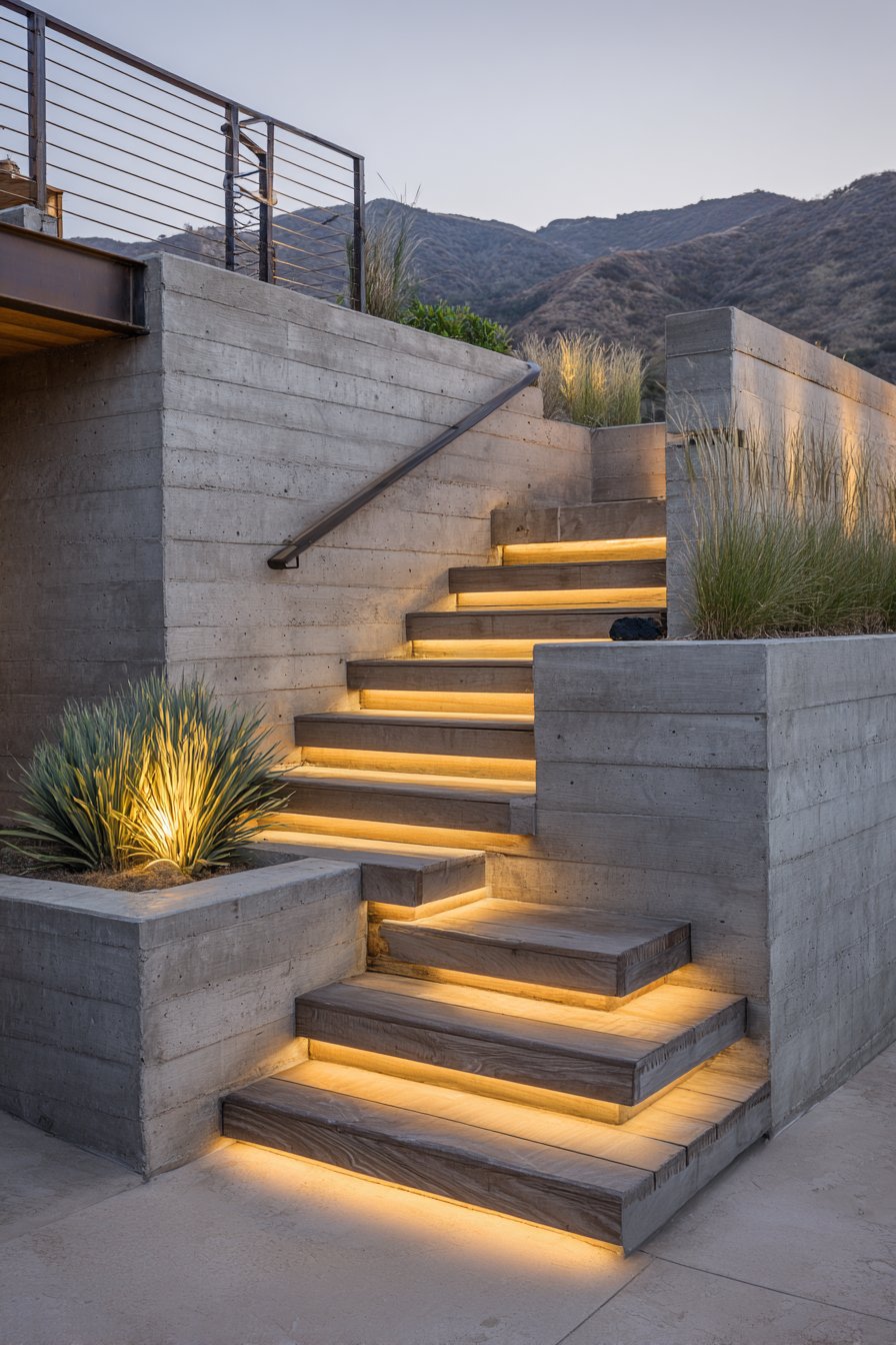 Board-Formed Concrete with Floating Ipe