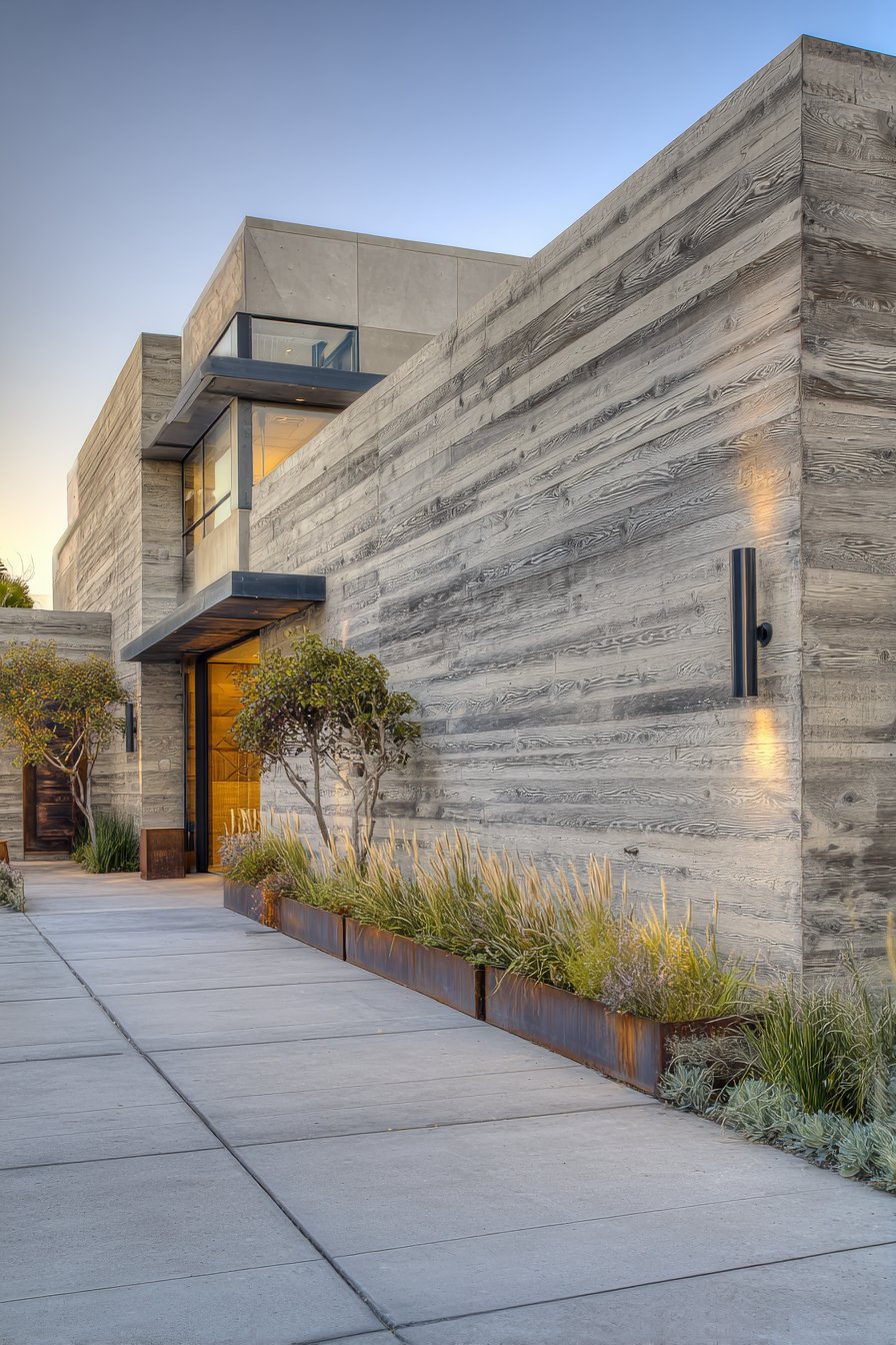 Industrial-Modern Board-Formed Concrete with Cor-ten Steel