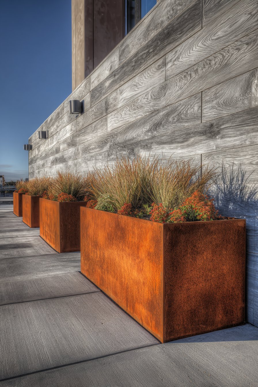 Industrial-Modern Board-Formed Concrete with Cor-ten Steel