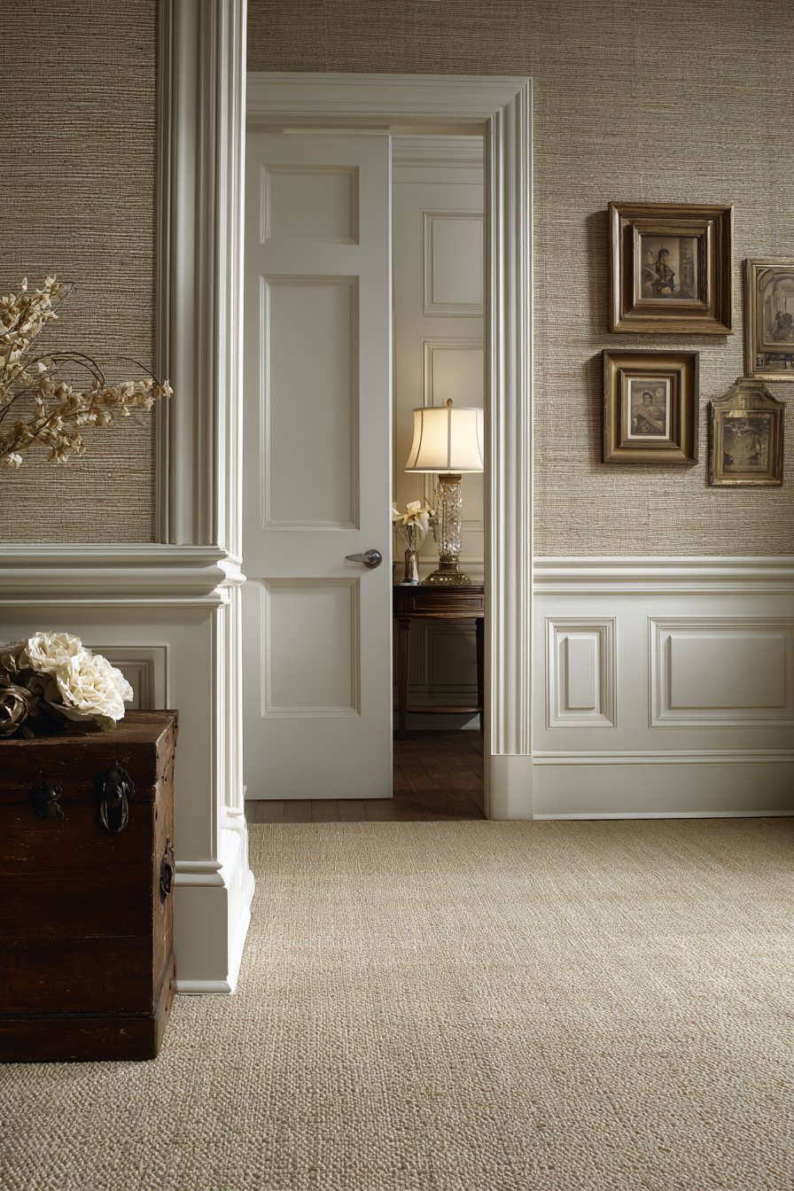 Wainscoting with Grasscloth Wallpaper