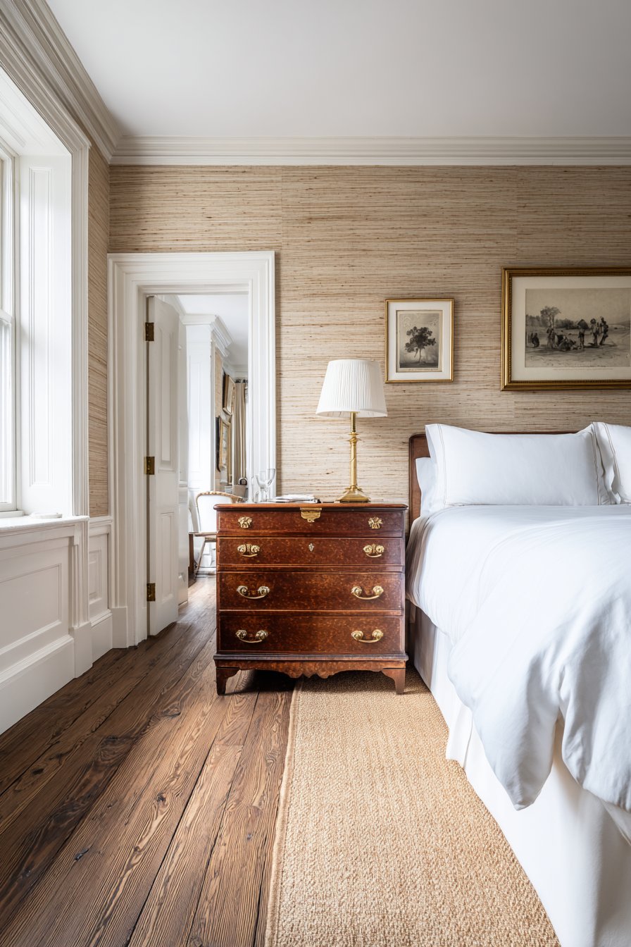 Wainscoting with Grasscloth Wallpaper