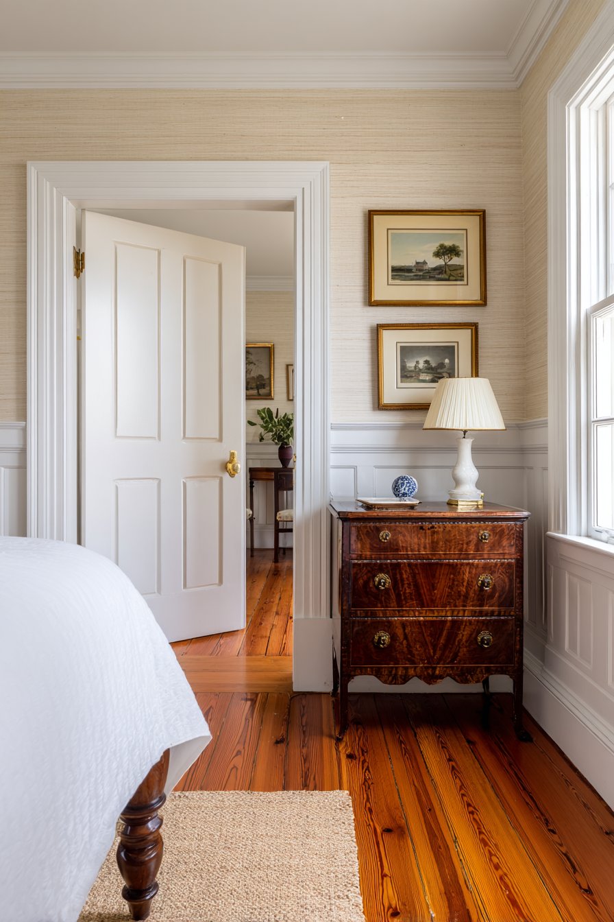 Wainscoting with Grasscloth Wallpaper