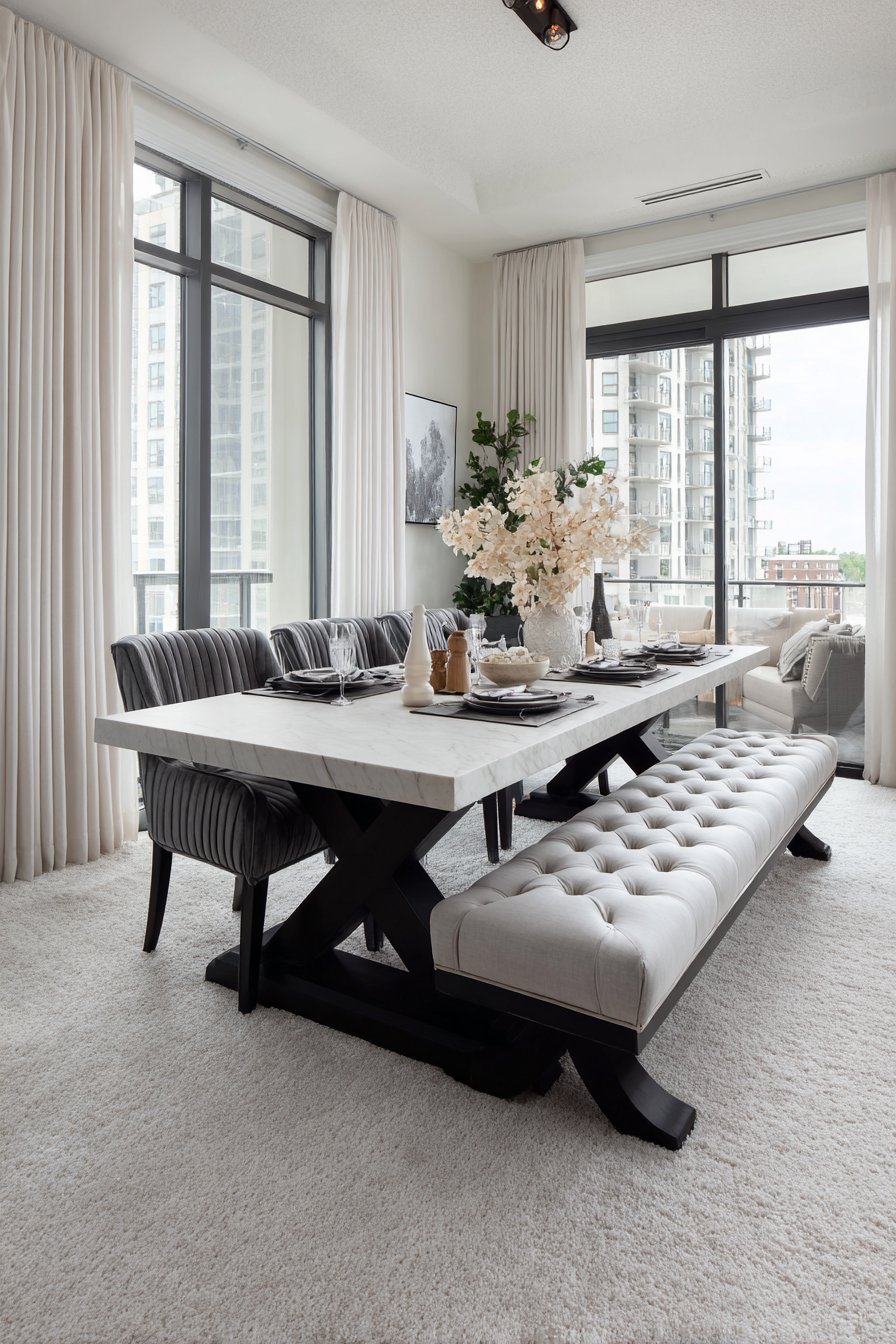 Contemporary Gray Velvet with Channel Tufting