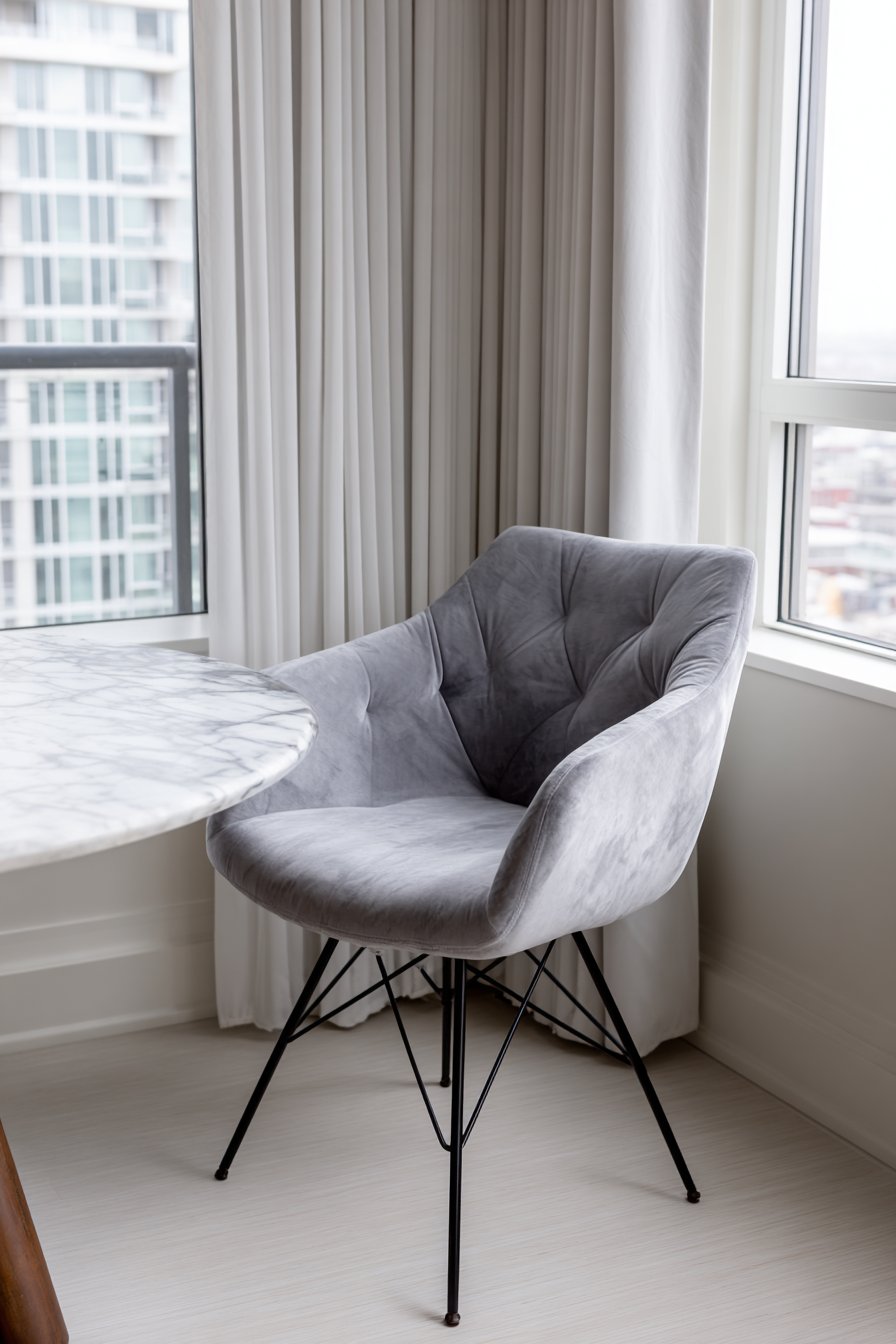 Contemporary Gray Velvet with Channel Tufting