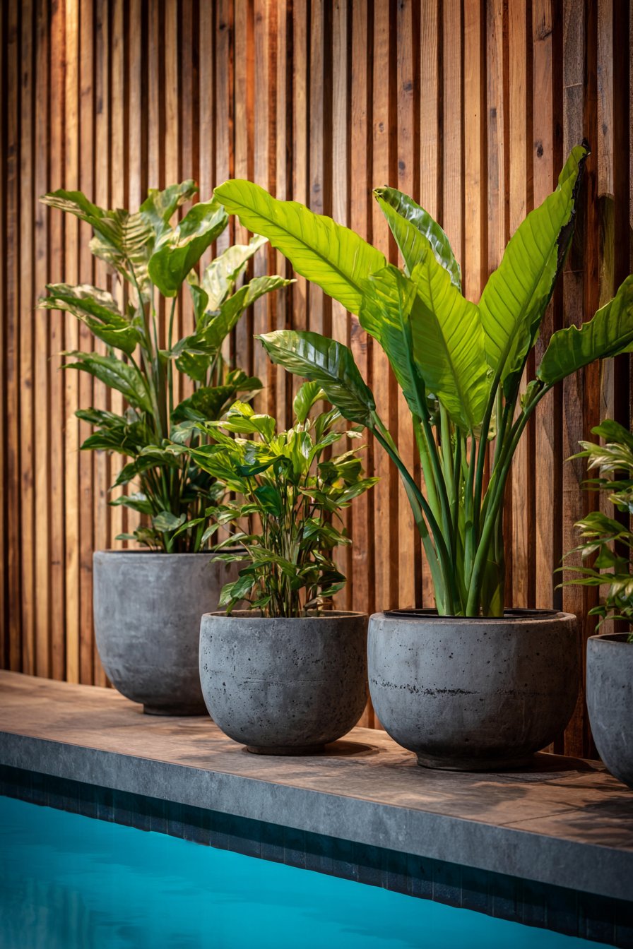 Tropical Teak Slat Wall for Pool Areas