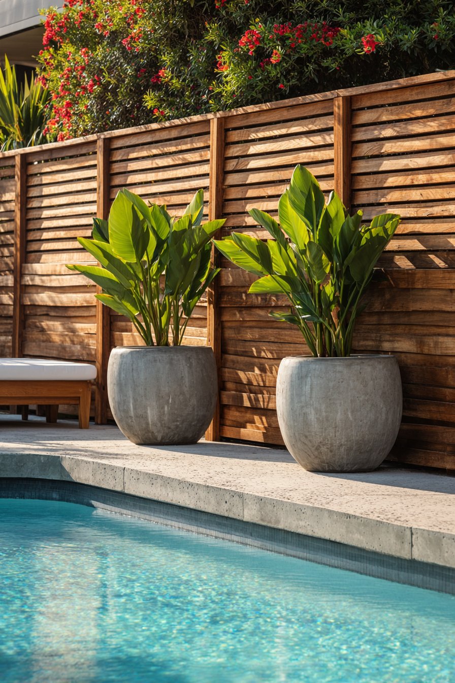 Tropical Teak Slat Wall for Pool Areas