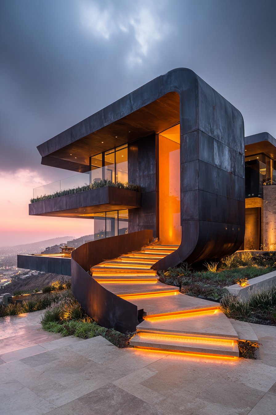 Sculptural Folded Steel Ribbon Design