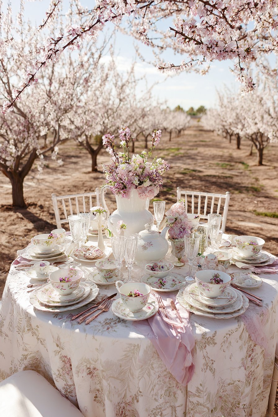 Spring Garden Awakening with Cherry Blossoms