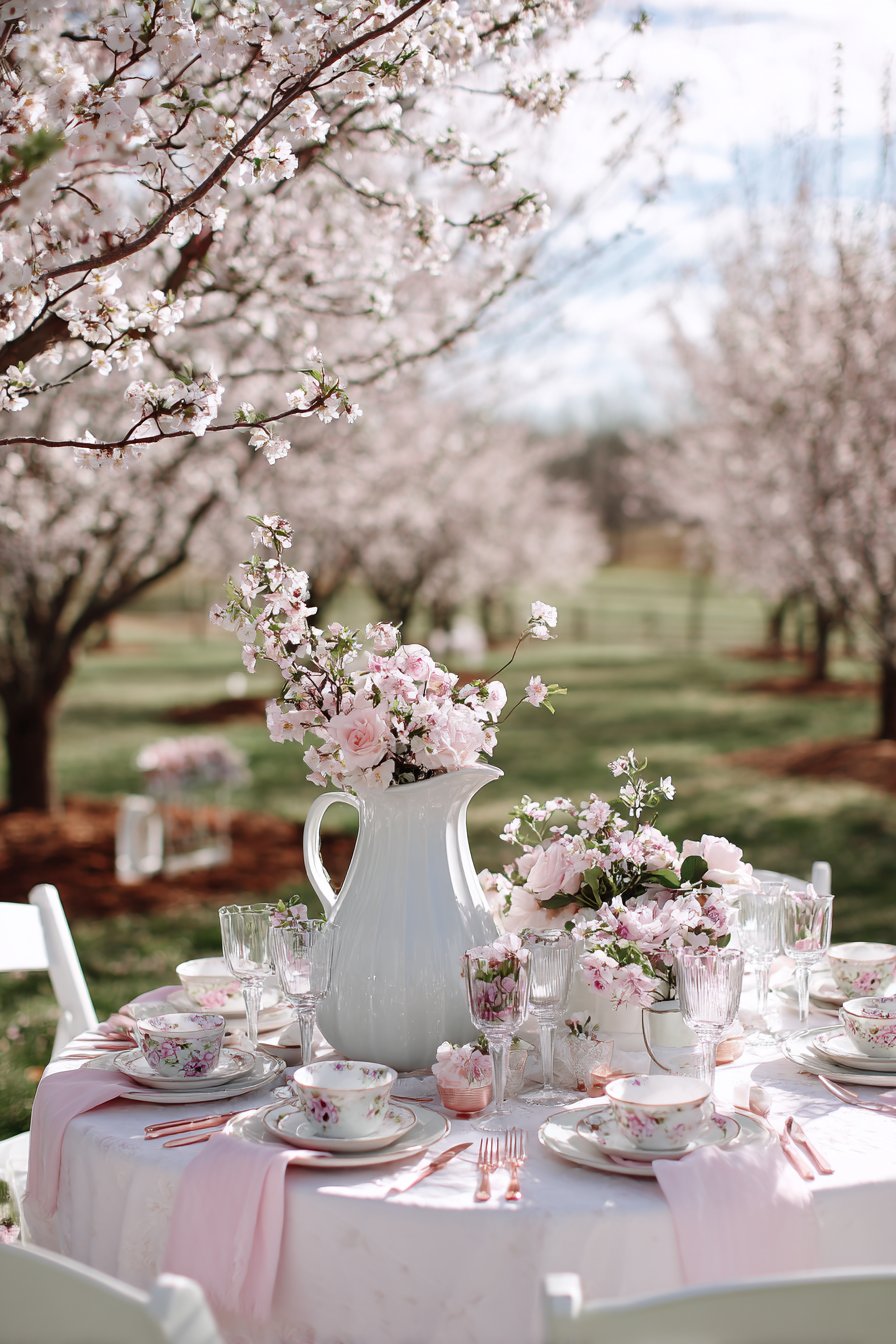 Spring Garden Awakening with Cherry Blossoms