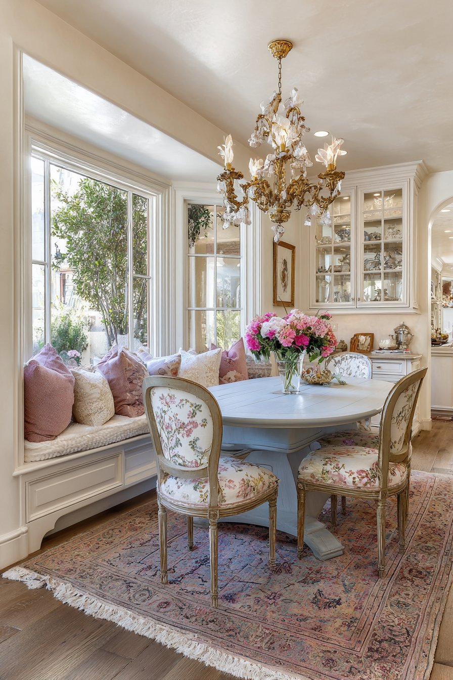 Powder Blue Oval with Botanical Upholstery