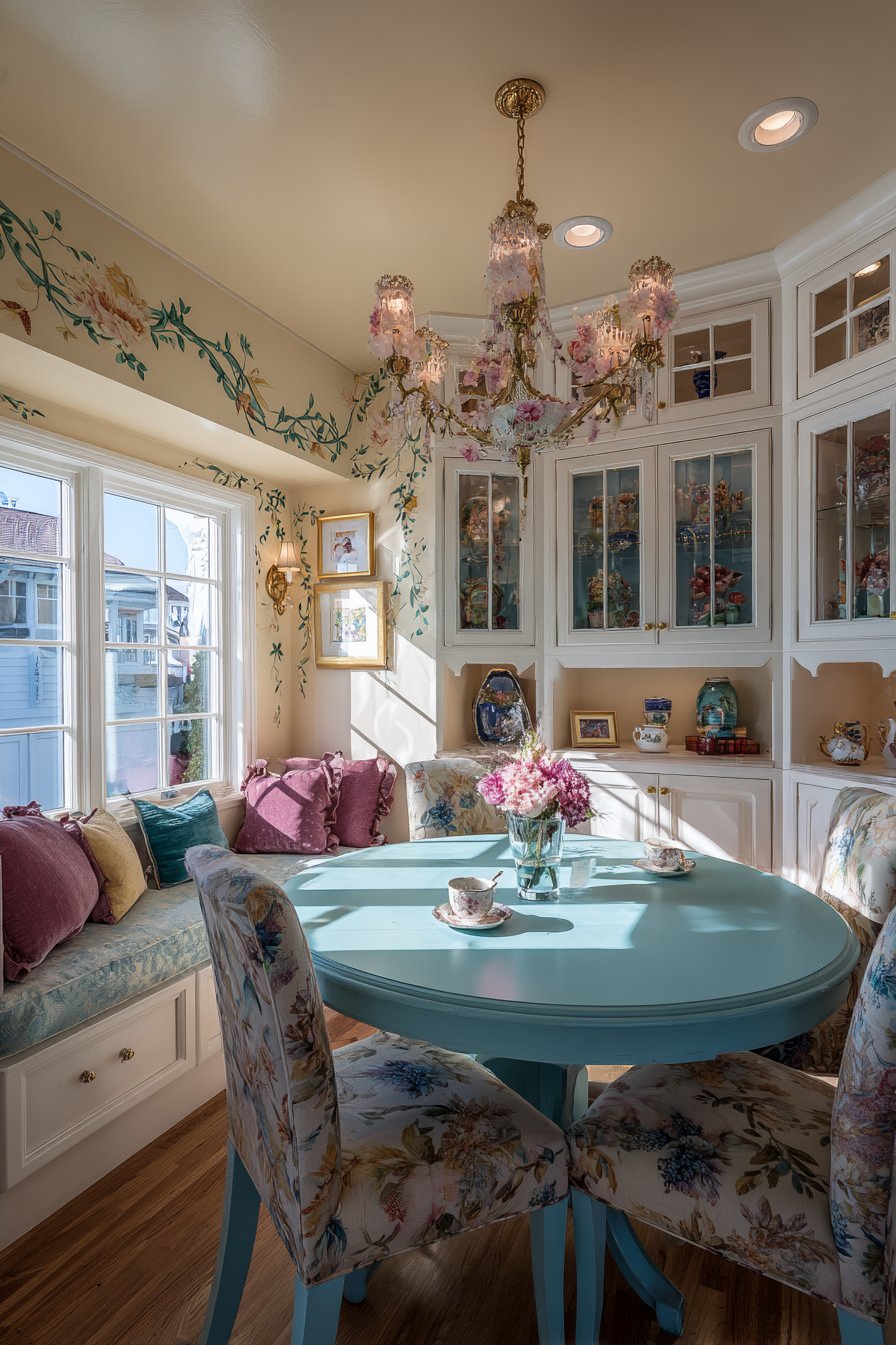 Powder Blue Oval with Botanical Upholstery