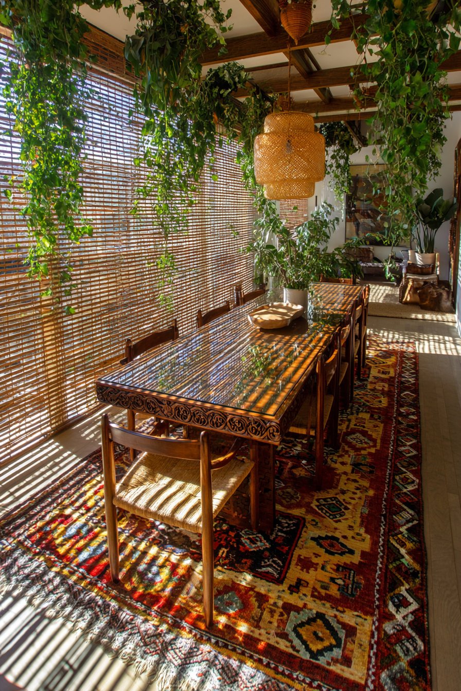 Eclectic Bohemian Carved Mango Wood