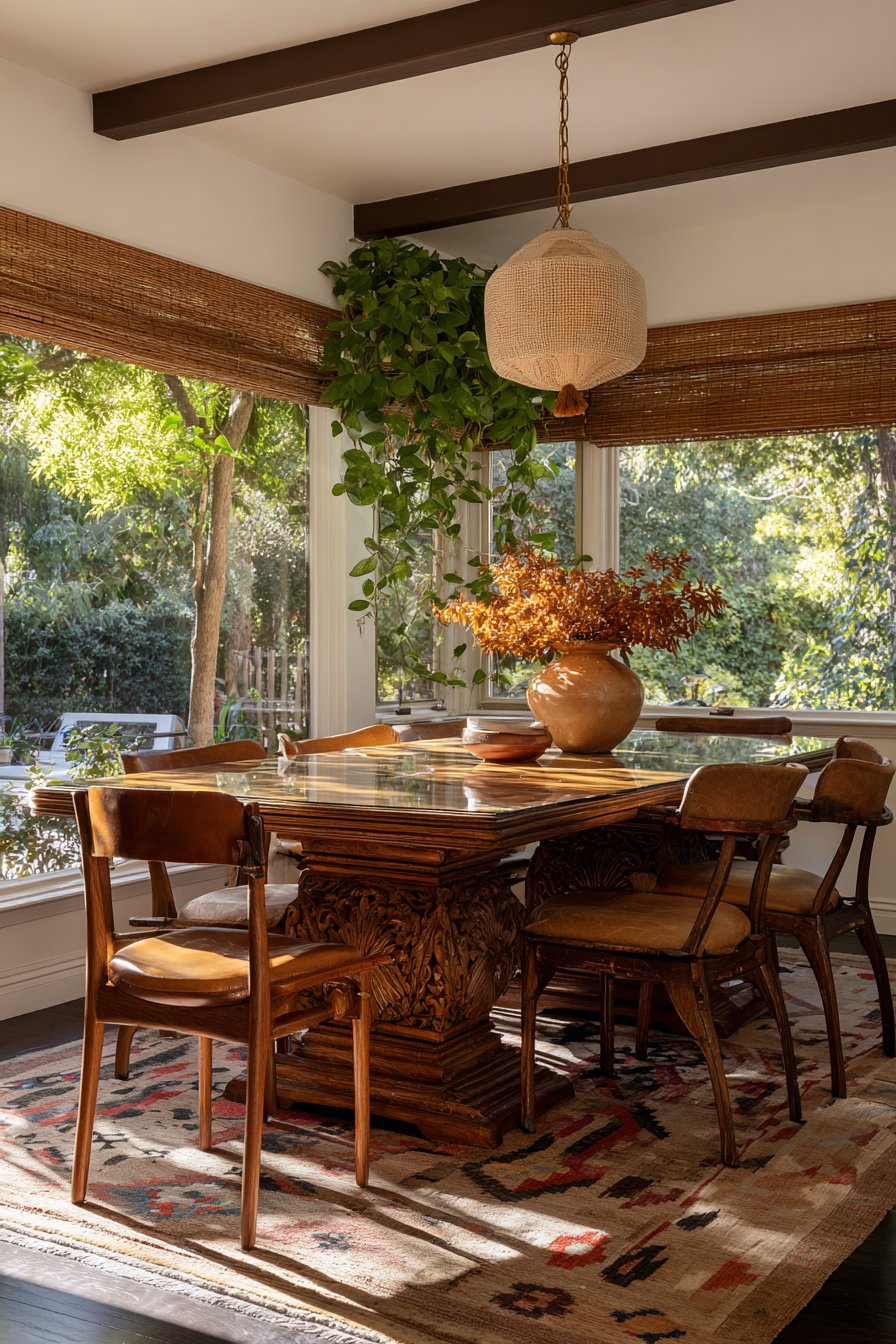 Eclectic Bohemian Carved Mango Wood