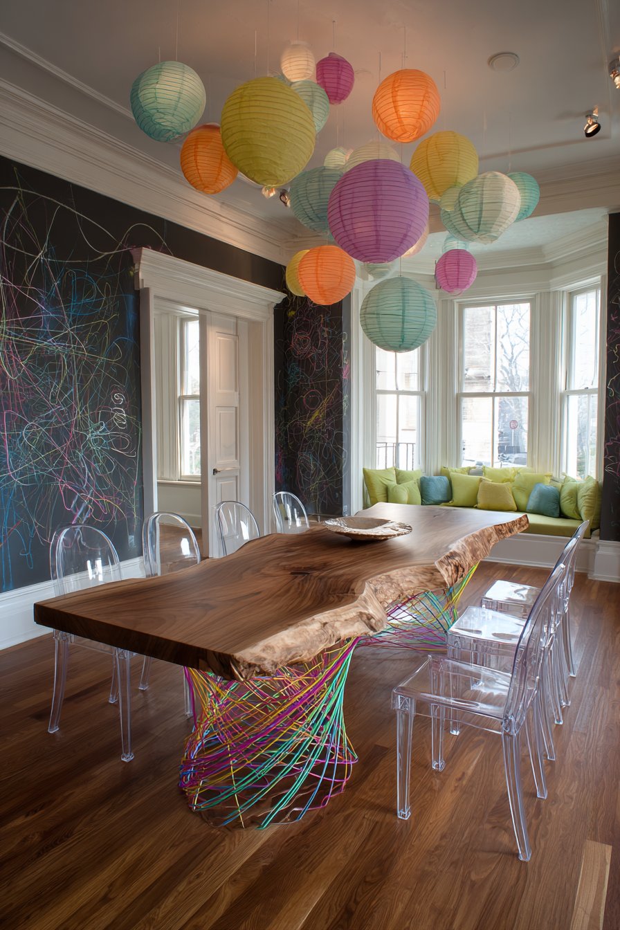 Sculptural Free-Form Table with Rainbow Metal Base