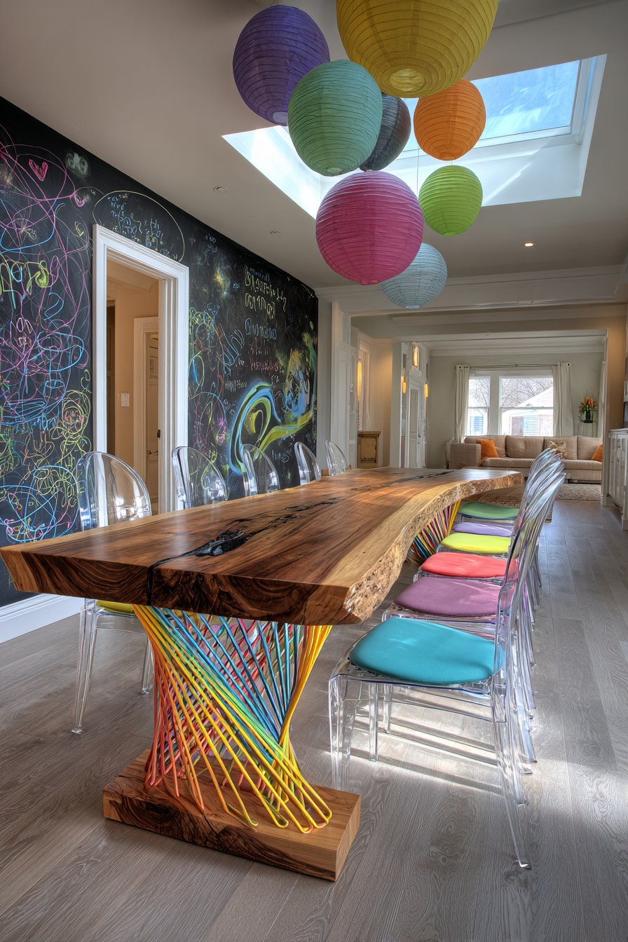 Sculptural Free-Form Table with Rainbow Metal Base