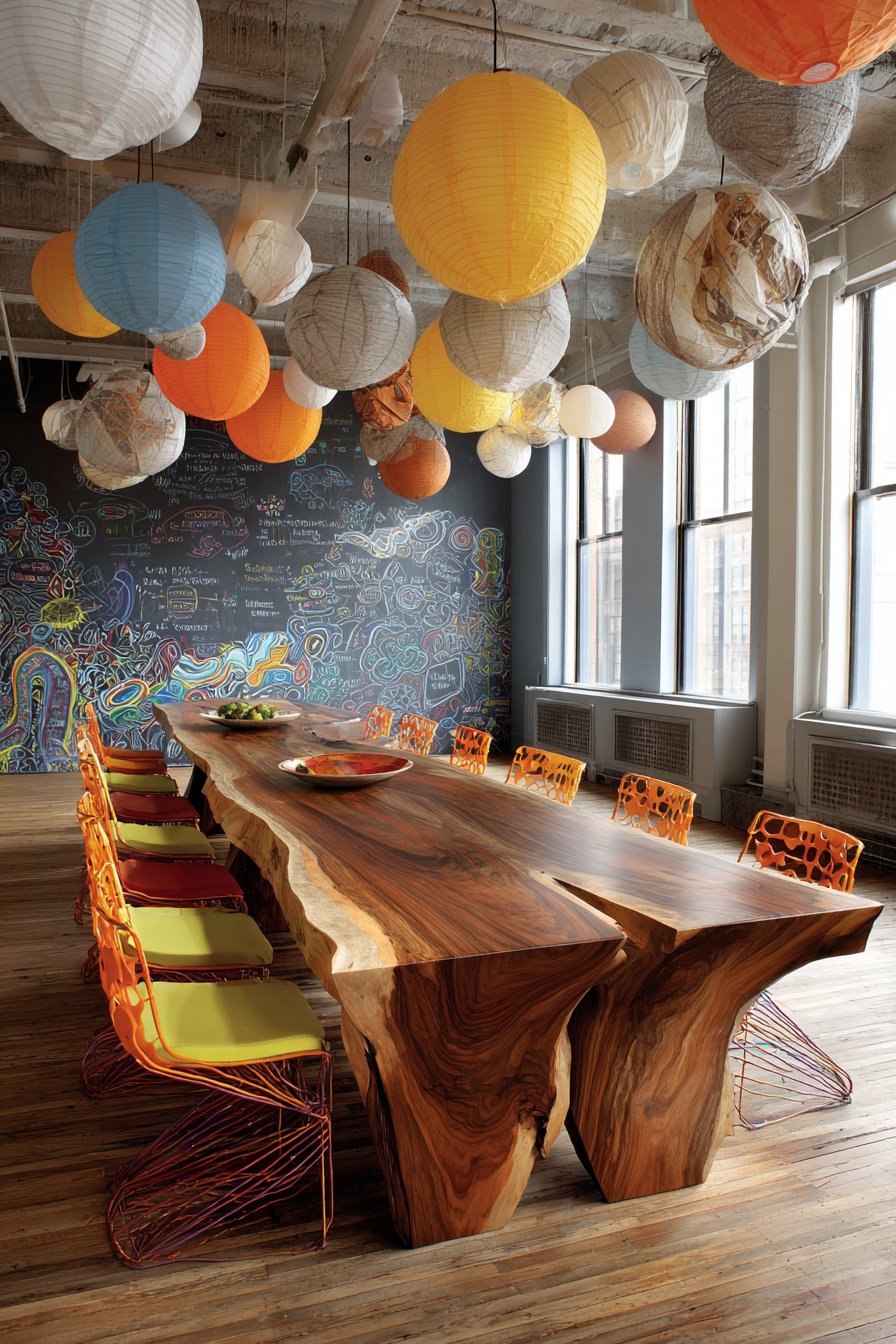 Sculptural Free-Form Table with Rainbow Metal Base