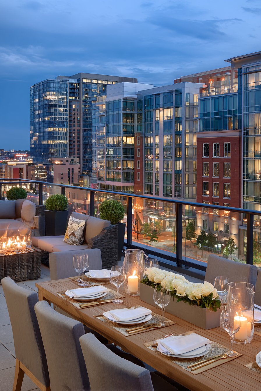 Urban Rooftop Skyline Dining