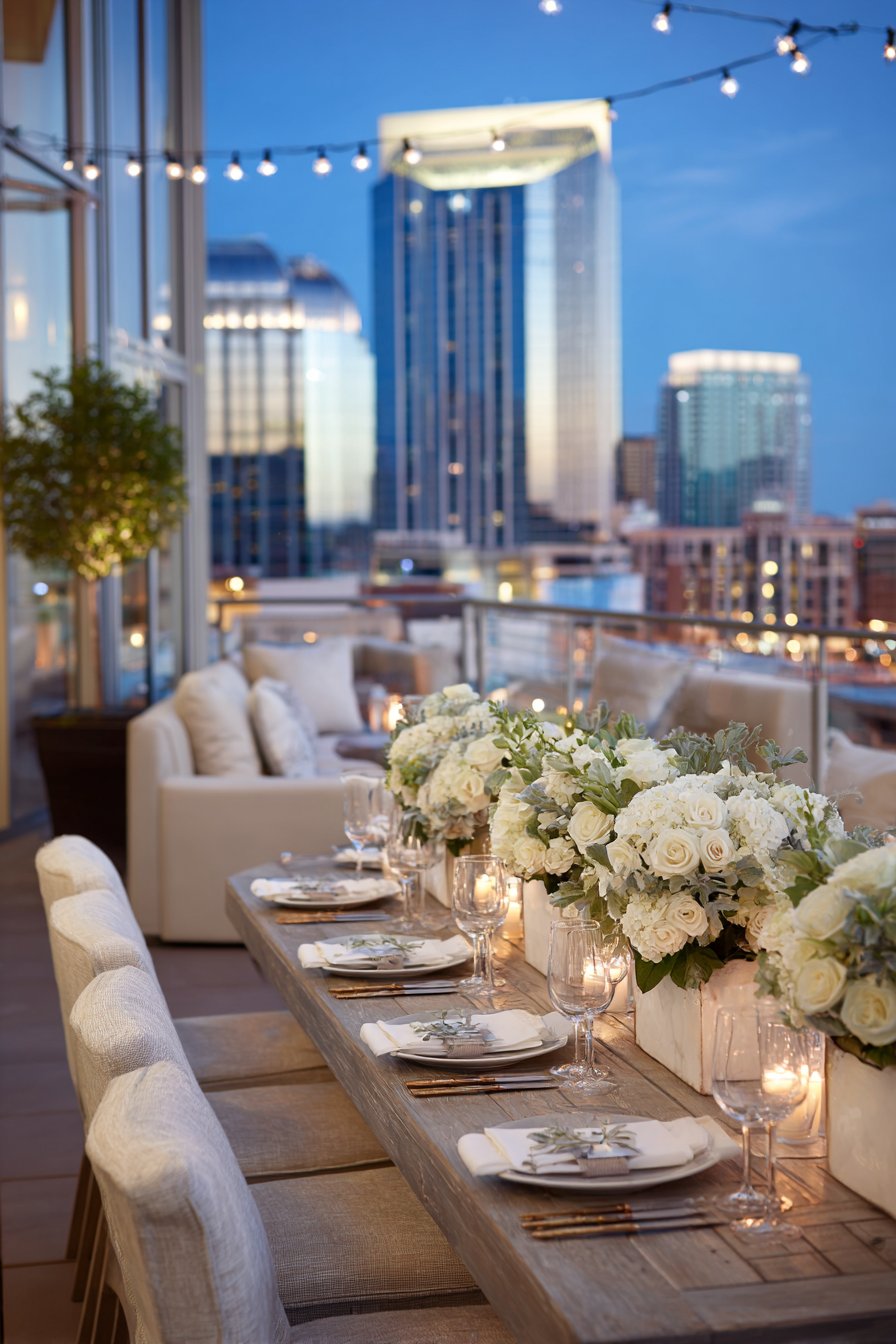 Urban Rooftop Skyline Dining