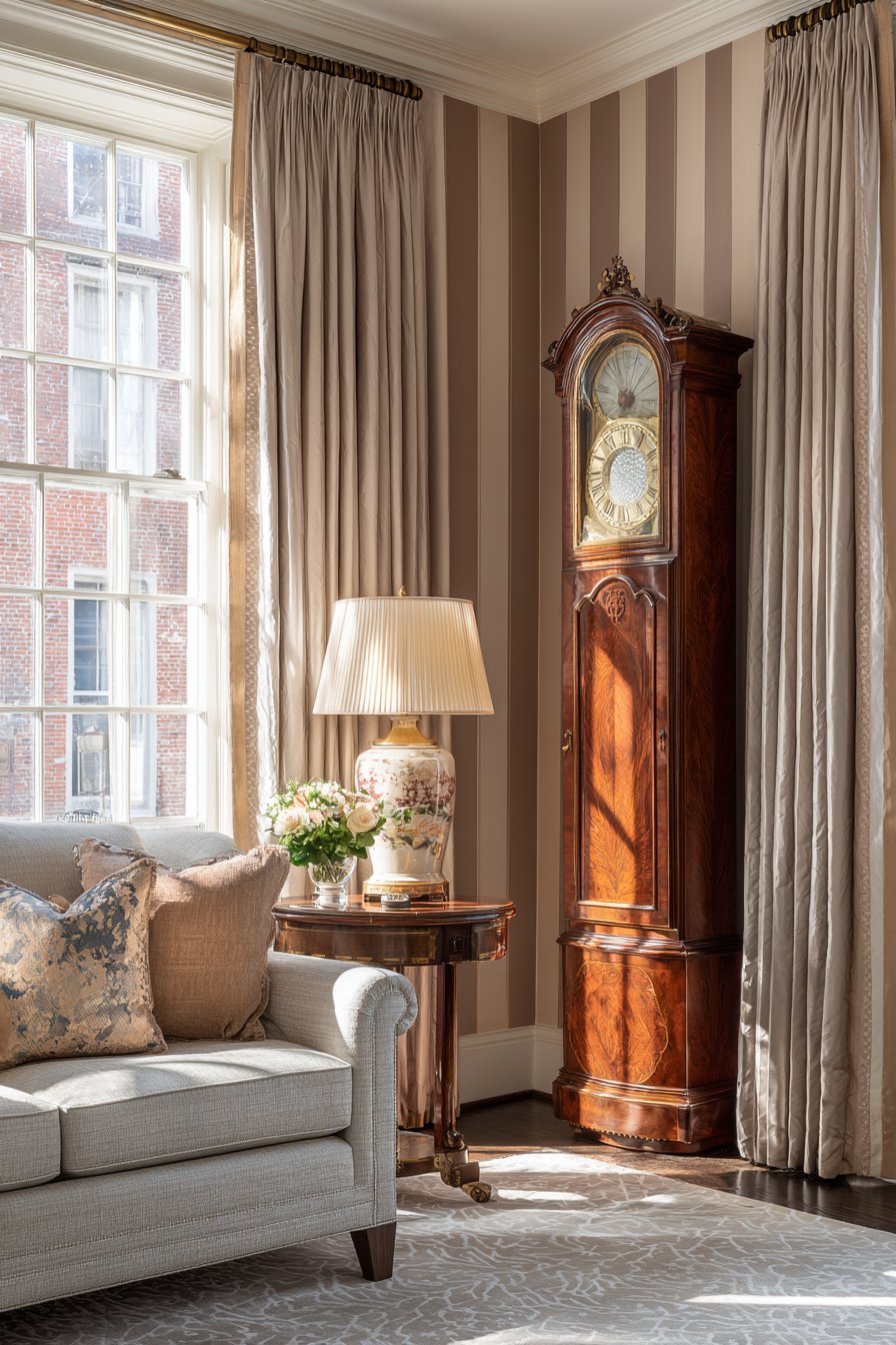 Grandfather Clock Corner Arrangement