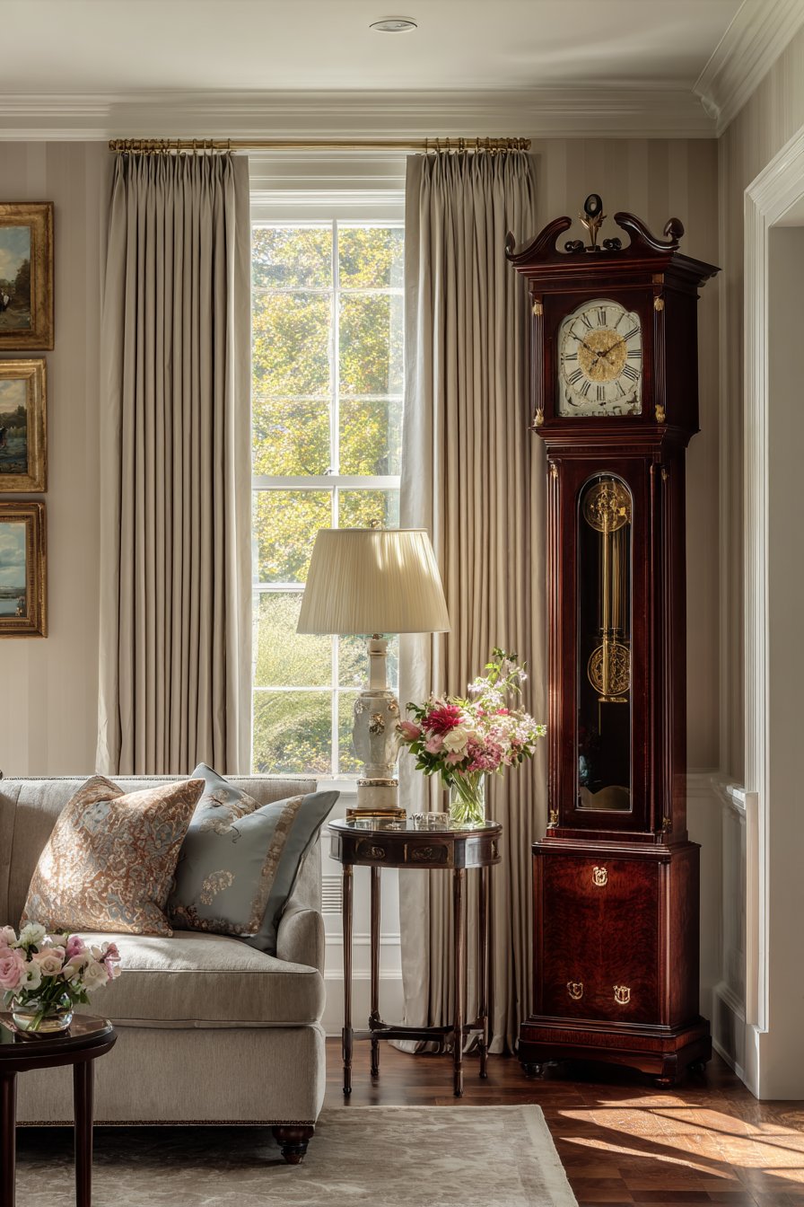 Grandfather Clock Corner Arrangement