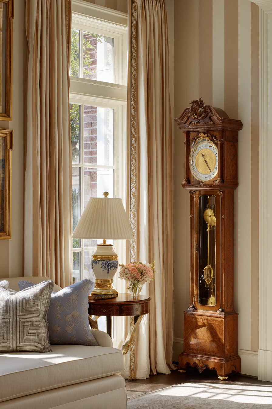 Grandfather Clock Corner Arrangement
