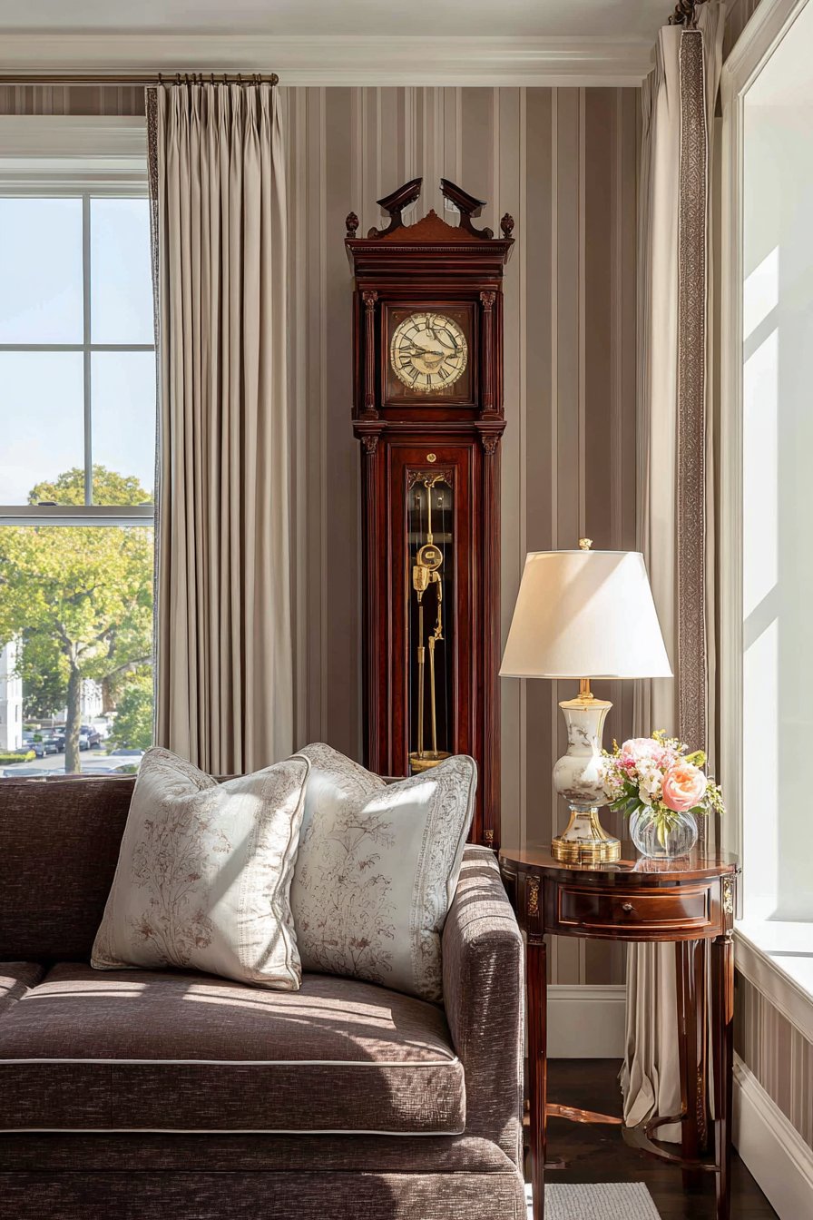 Grandfather Clock Corner Arrangement